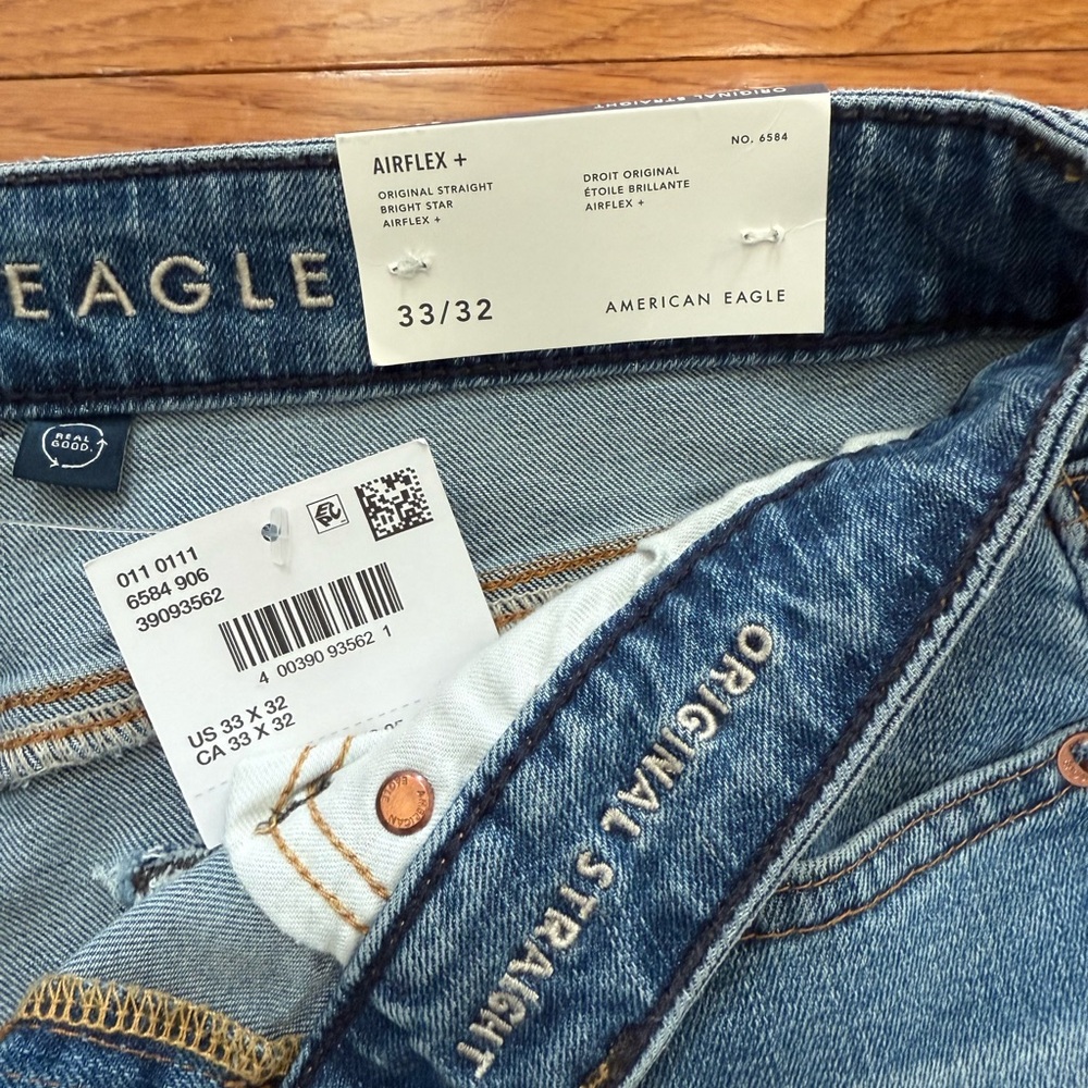 American Eagle Outfitters Men's Slim Straight Jeans - Light Blue Wash - Picture 2 of 4